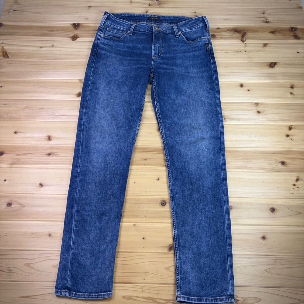 Silver Jeans Mens 32x33 Distressed Avery Slim Straight Leg Denim Blue Jeans